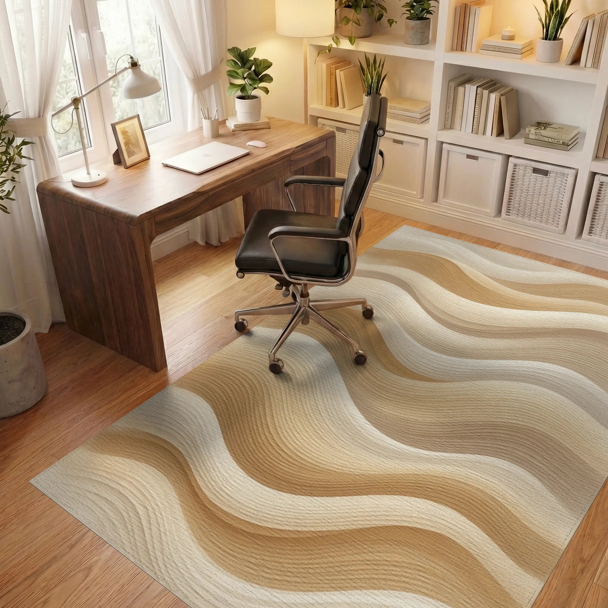 Cream Visual Rhythmic Rug - office