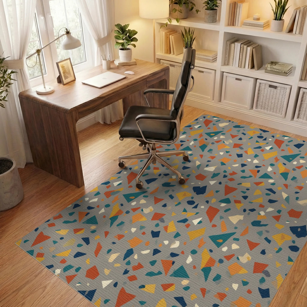 Geometric Fragment Multicolor Area Rug - office