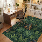 Botanical Cabin Forest Green Area Rug - office