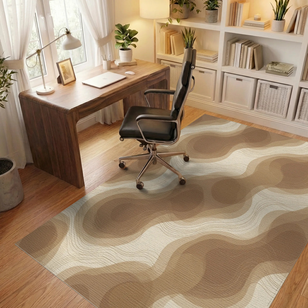 Brown Beige Cream Rug - office