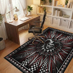 Black White Crimson Rug - office