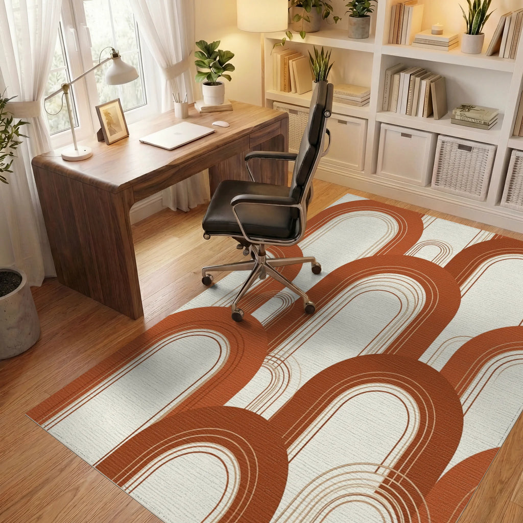 White Cream Modern Rug - office