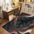 Fluid Botanical Charcoal Gold Rug - office