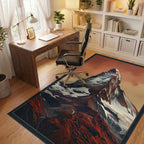 Geometric Crimson Mountain Landscape Rug - office