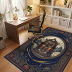 Indigo Gold Classical Medallion Rug - office