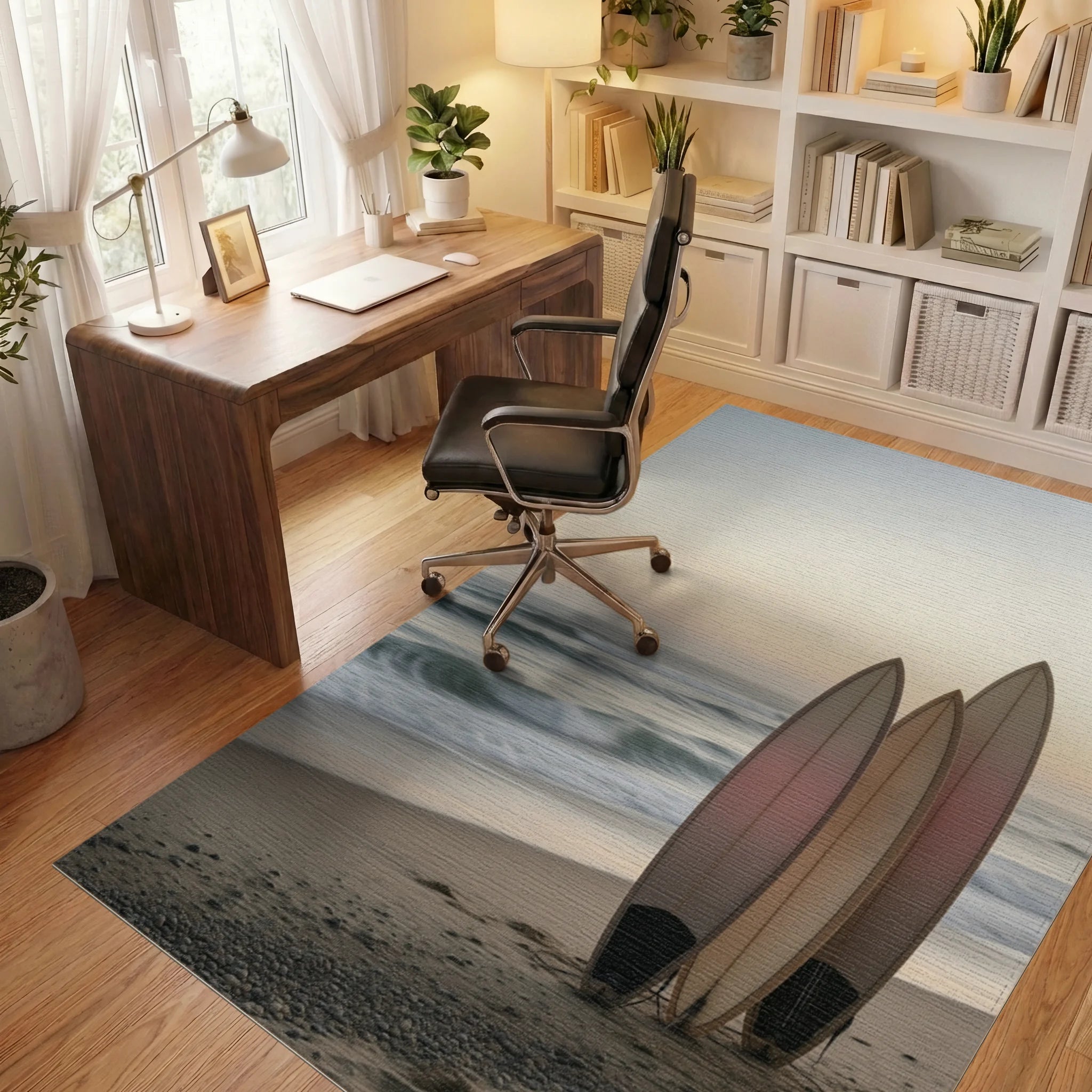 Beige Cream Sky Rug - office
