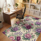 Floral Lavender White Rug - office