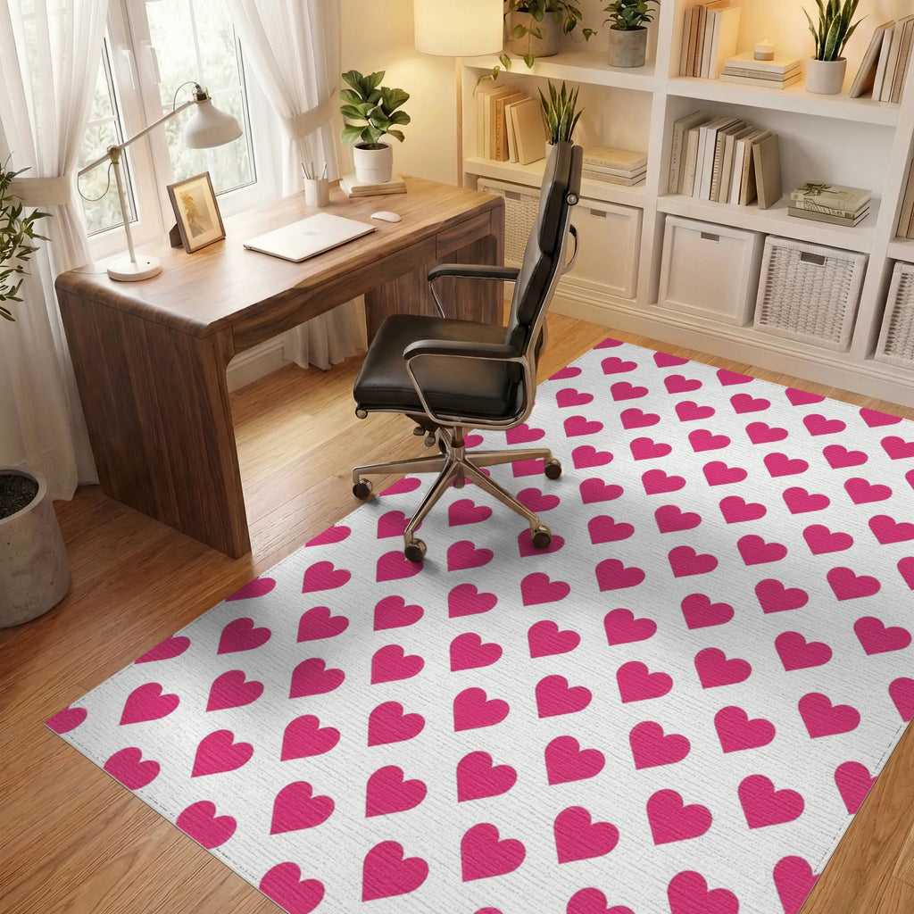 White Pink Minimalist Rug - office