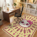 Whimsical Feline Pink Bow Area Rug - office