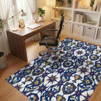 White Blue Gold Rug - office