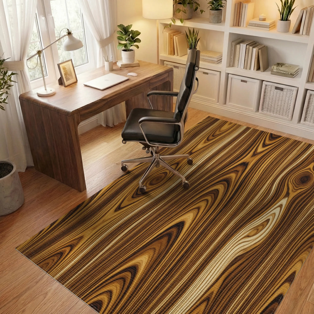 Honey Oak Wood Grain Area Rug - office