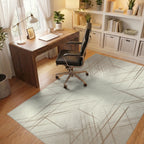 White Cream Minimalist Rug - office