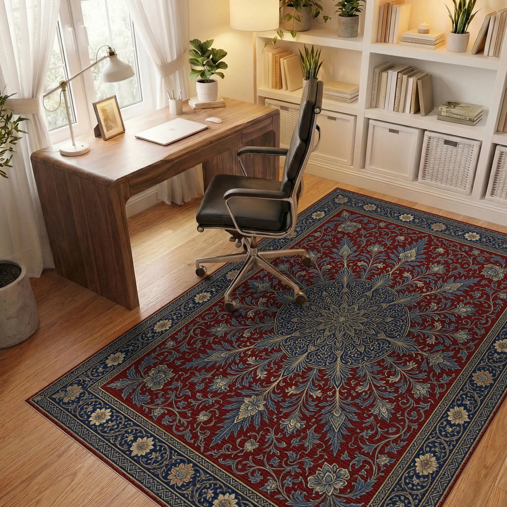 Red Indigo Gold Rug - office