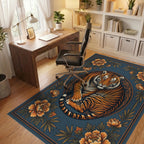 Tiger Medallion Folk Art Rug - office