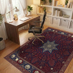 Indigo Red Floral Rug - office