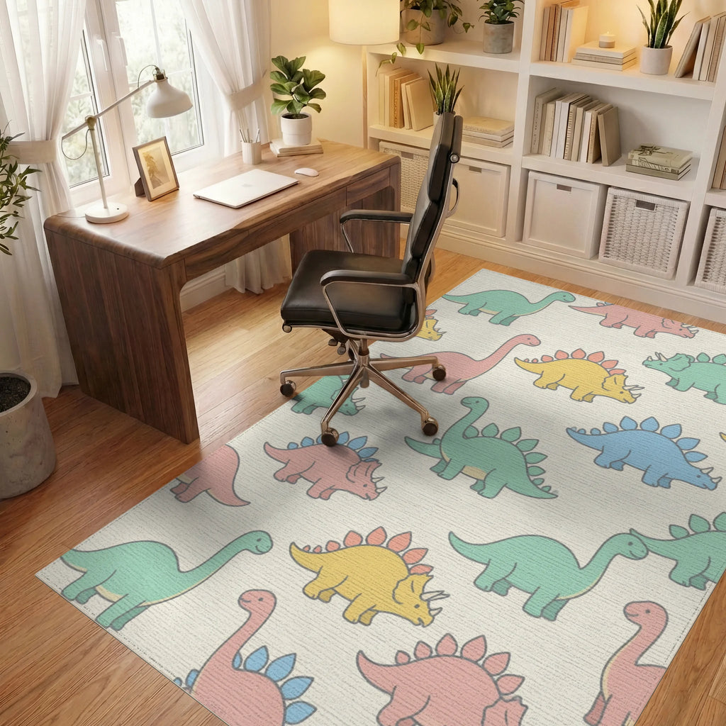 Mint Green Pink Rug - office