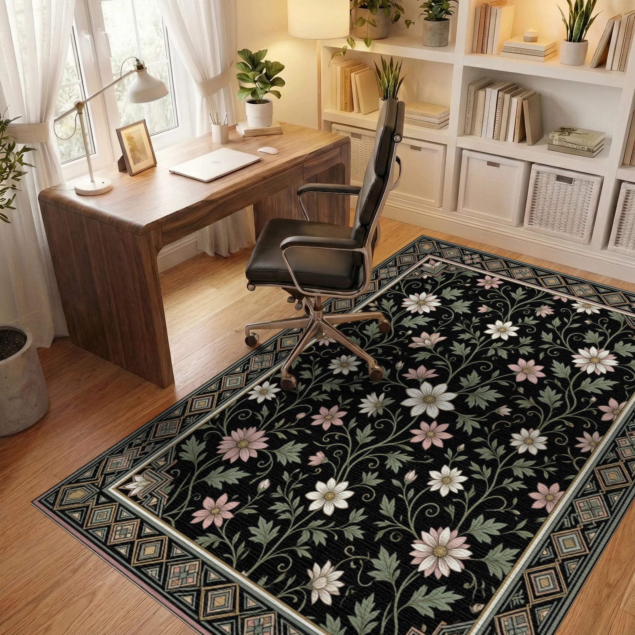 Moroccan Black Gold Rug - office