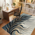 Minimalist Botanical Charcoal Ivory Rug - office