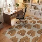 Brown Beige Minimalist Rug - office