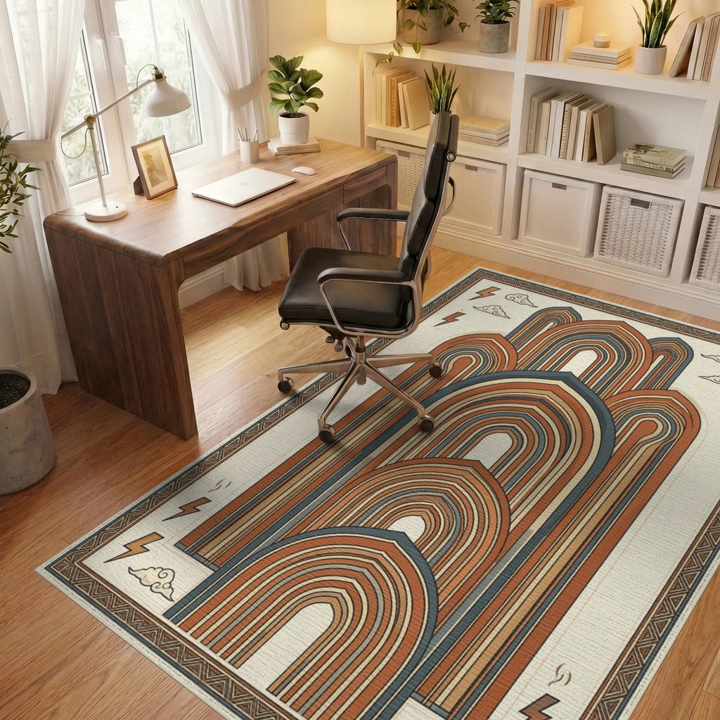 Terracotta Arch Geometric Statement Rug - office