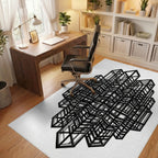 Black White Abstract Rug - office