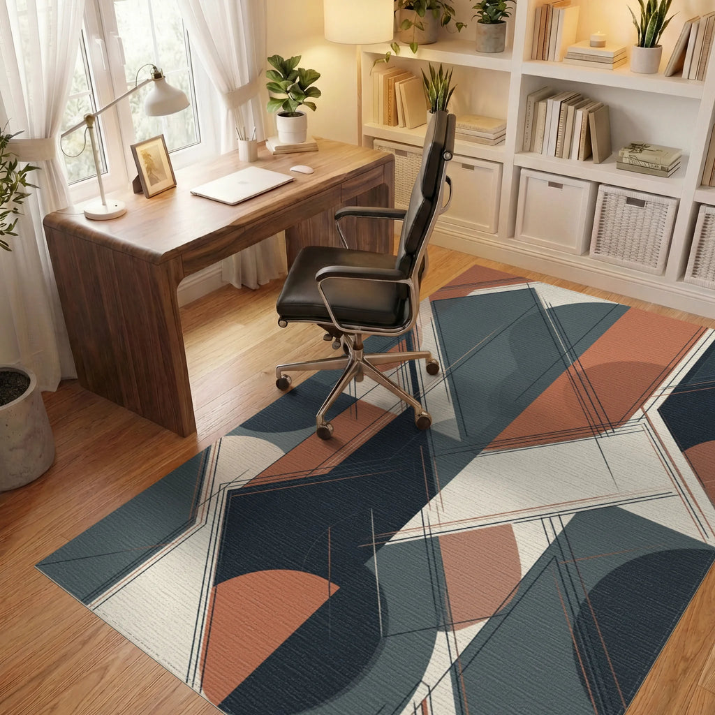 Contemporary Geometric Color Block Rug - office