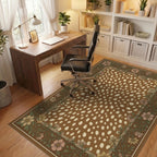 Cream Brown Green Rug - office