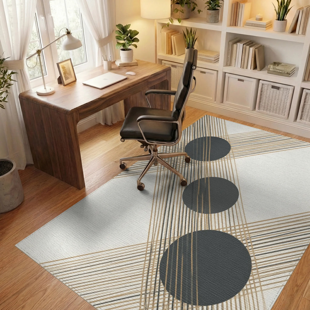 Gray White Geometric Rug - office