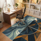 Asymmetrical Organic Geometric Earth Tone Rug - office