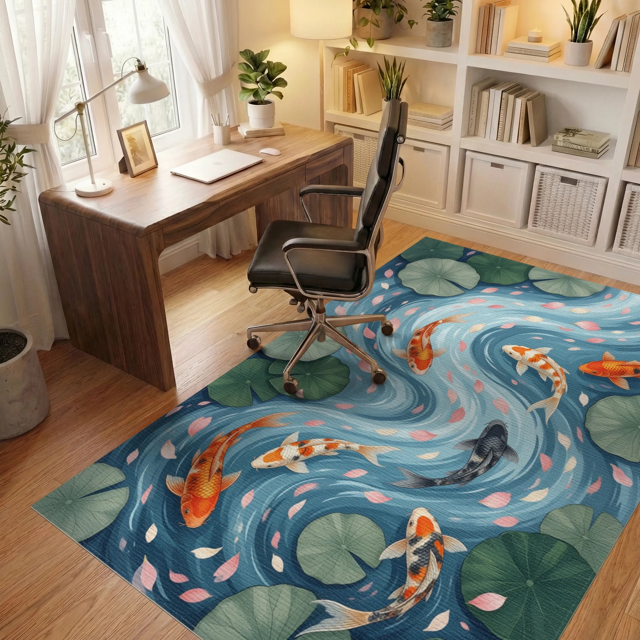 Blue Forest Green Rug - office