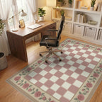 White Beige Green Rug - office