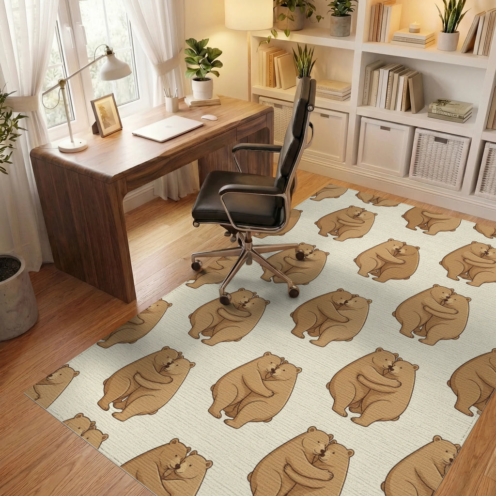 Brown Beige Minimalist Rug - office