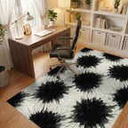 White Black Abstract Rug - office