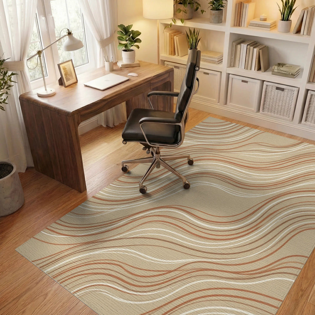 Sand And Terracotta Organic Curve Rug - office