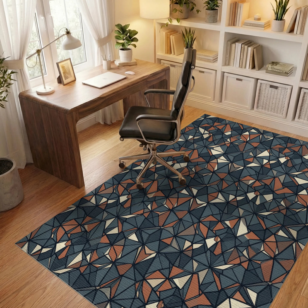 Fractured Crystalline Geometric Slate Rug - office