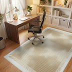 Beige Minimalist Geometric Rug - office