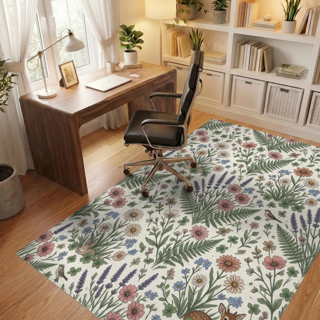 Lavender Forest Pink Rug - office
