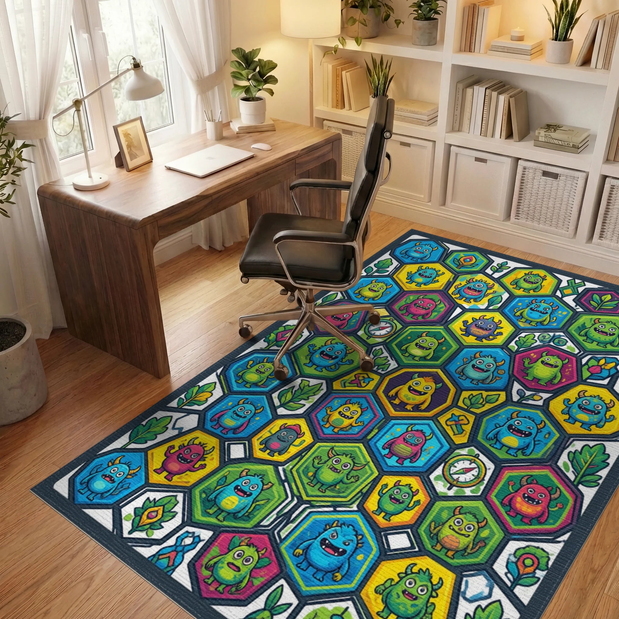 Whimsical Hexagonal Adventure Map Rug - office