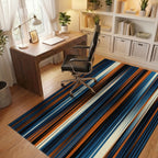Navy Blue Orange Rug - office