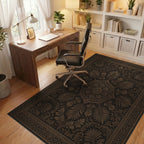 Brown Floral Geometric Rug - office