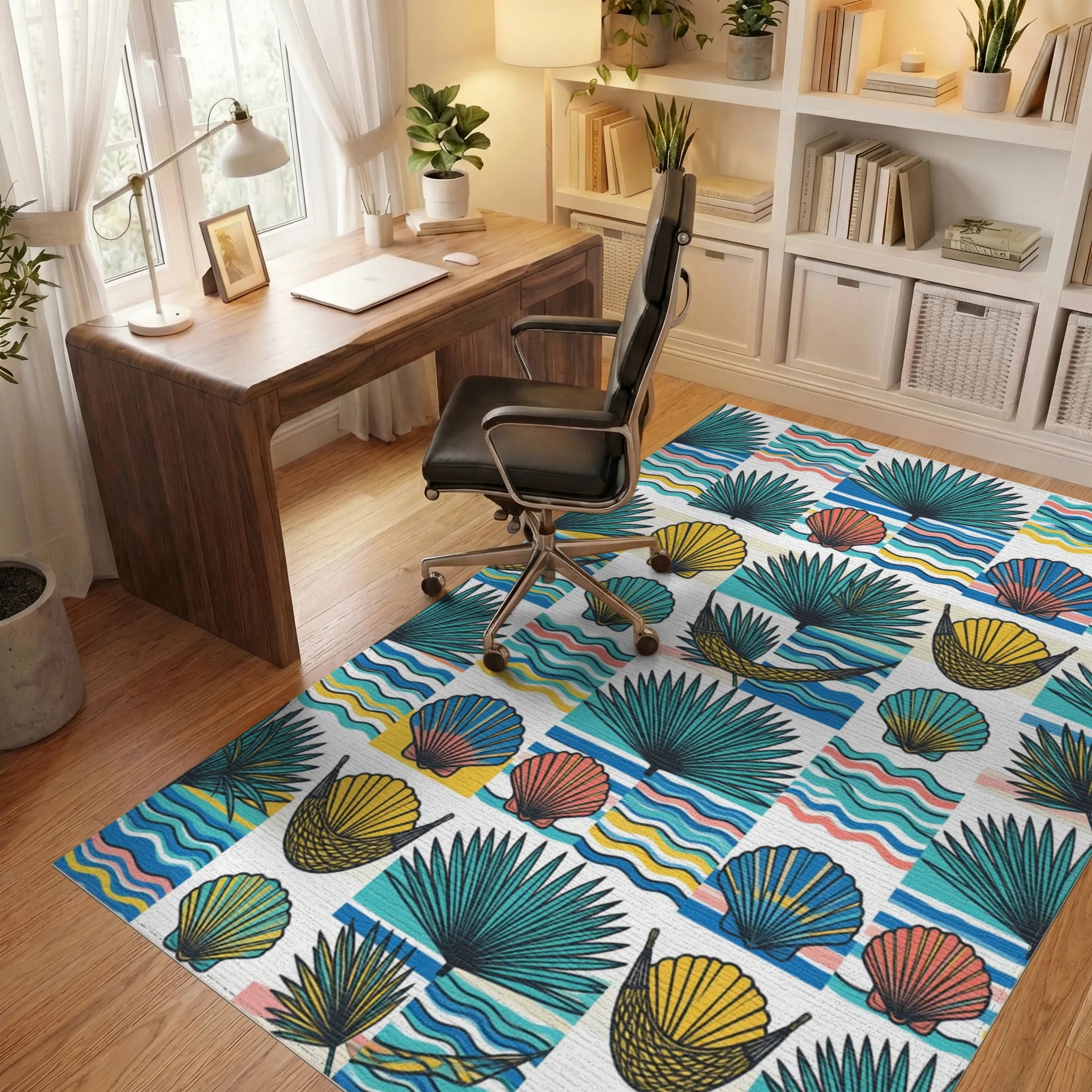 Farmhouse Coral Pink Rug - office