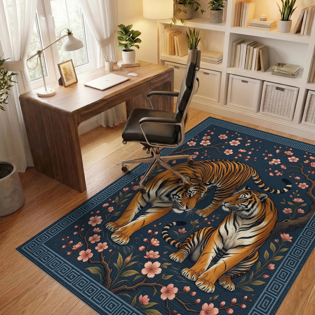 Tiger And Plum Blossom Slate Rug - office