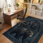 Blue Black Crimson Rug - office