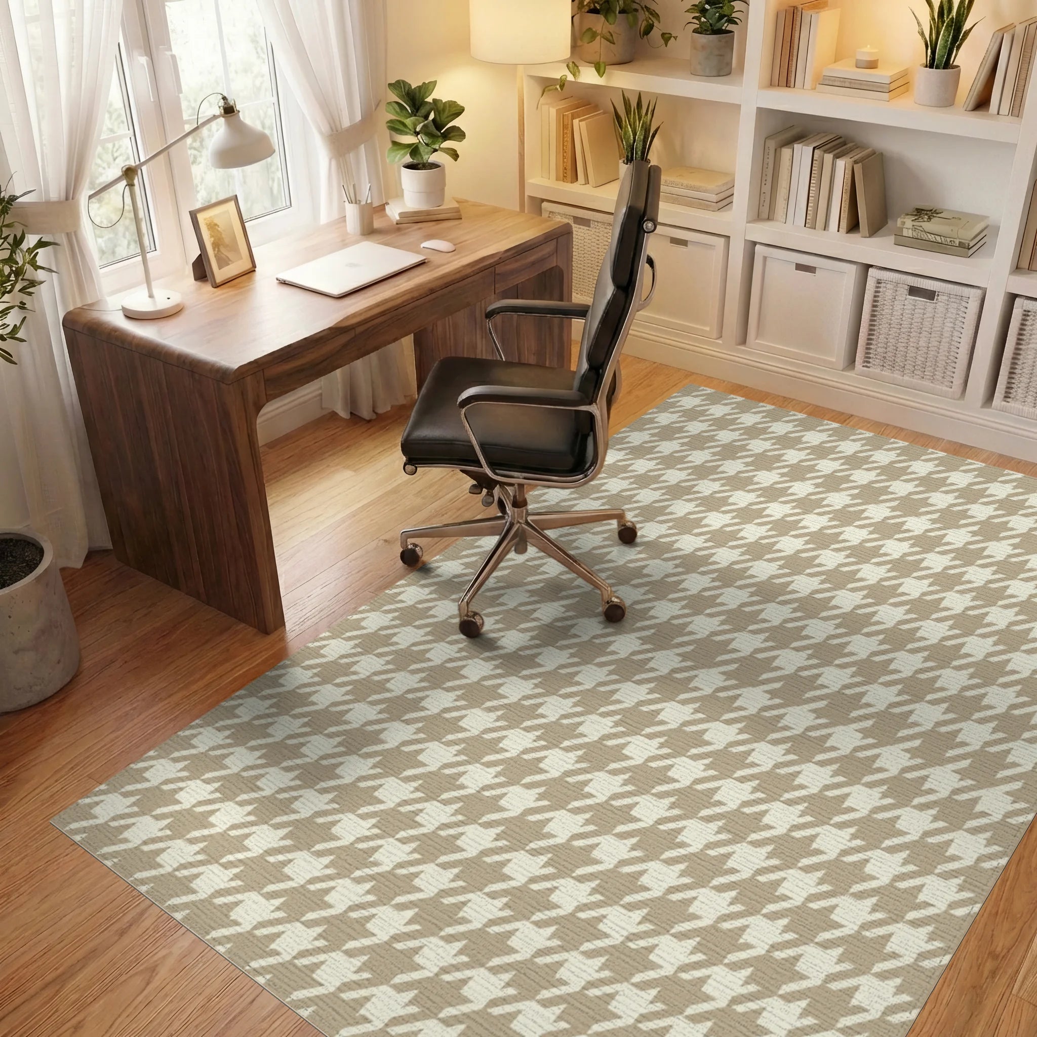 Beige Geometric Design Rug - office