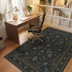 Blue Gold Traditional Rug - office