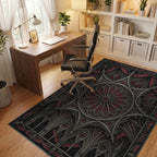 Red Black Silver Rug - office