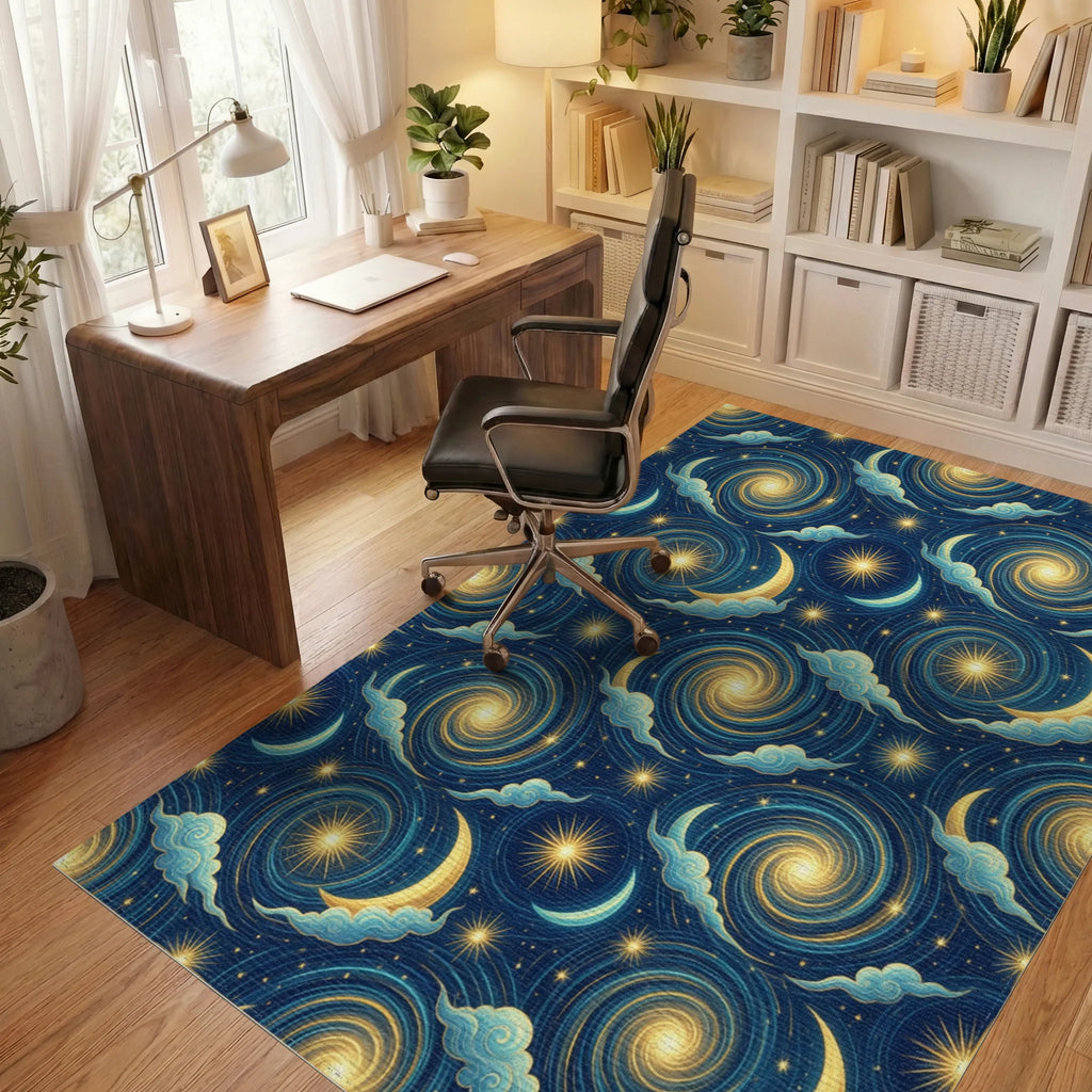 Blue Yellow Gold Rug - office