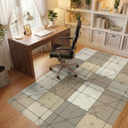 Neutral Geometric Grid Accent Rug - office