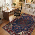 Crimson Indigo Floral Filigree Rug - office