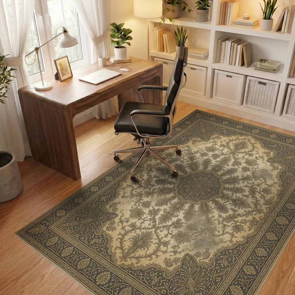 Traditional Persian Floral Rug - office